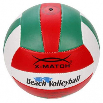 Фото 56299 Мяч волейбольный X-Match зелен-красн-бел, 2 слоя ПВХ