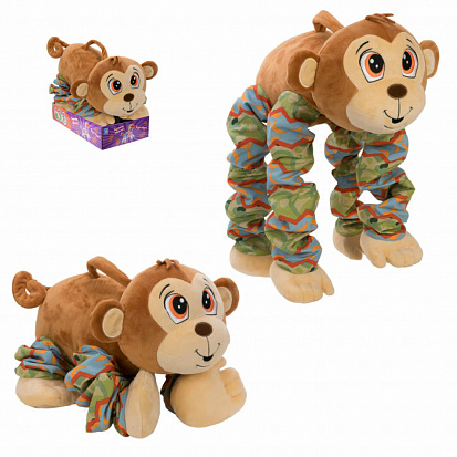 Фото товара Т13880 1TOY функц.плюш.Пружиножки Обезьянка 20х36х23-58 см,звук,3 бат.ААА 1.5 V (вкл.), платф.19х38