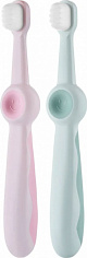 RTB-013-PP Зубная щетка для детей "Смайлик" ультрамягкая, 10.000 щетинок, 2шт. Розовый+Зеленый.