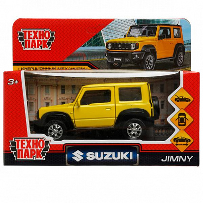 Фото JIMNY-12-YEBK Машина металл SUZUKI JIMNY 11,5 см, двери, багаж, инерц, желтый, кор. Технопарк