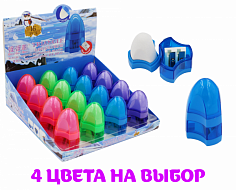 МС-WX-99512 Точилка пласт. 1 отверстие с контейнером и ластиком КОСМОС
