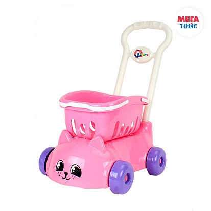 Фото товара МТ Т7587 Тележка для супермаркета с корзинкой розовая