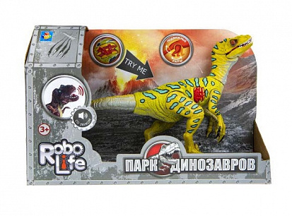 Фото товара Т22009 1TOY RoboLife игрушка Велоцираптор, звук. эффект, (3*AG3 входят в комп.) откр. коробка (24,5*