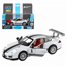 1251307JB ТМ "Автопанорама" Машинка металл.,1:32 Porsche 911 GT3 Cup, белый, инерция, свет, звук, от