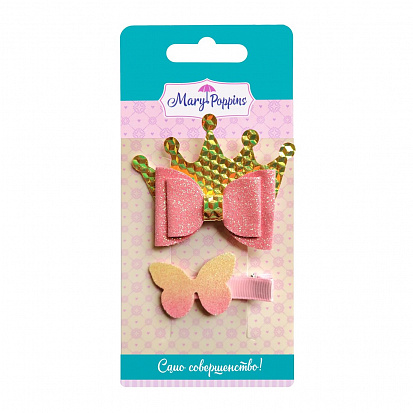 Фото товара 455394 Набор зажимов "Корона" 2 шт., 7*5,5 см., 5,5*2,7 см.