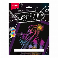 LORI Гр-727 Скретчинг 18*24см Животные "Розовый фламинго"