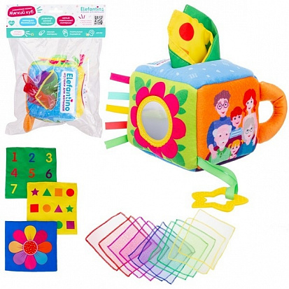 IT109577 Игровой развивающий центр "Elefantino", методика Монтессори, 13 салфеток (3 - шуршащие) фото