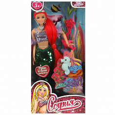 66001M-F3-S-BB Кукла 29см София, руки и ноги сгиб, русалка, акс, кор КАРАПУЗ