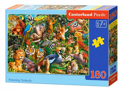 Фото товара Пазлы B1-018512 Удивительные животные, 180 деталей, Castor Land
