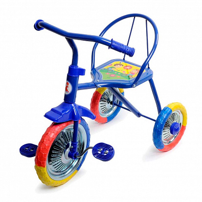 Фото LH702 Велосипед трехколесный, 3-х цветные ПВХ колеса 10' и 8', 6 цветов в ассорт. в/к