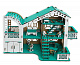 миниатюра ЭД-026Р Кукольный домик с гаражом разборной, цвет Тиффани (мебель в комплекте)