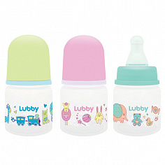 LUBBY16588 LUBBY Бутылочка с соской"малыши и малышки" от 0 мес.,классика,полипропилен