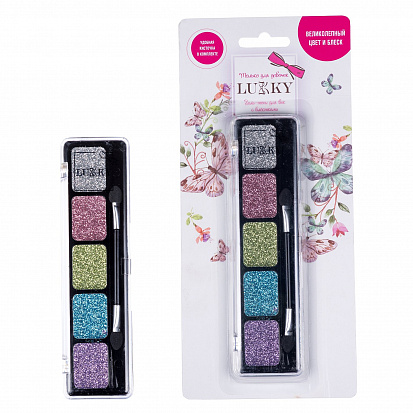Фото товара Lukky Т15392 гель-тени для век с блёстками яркие цвета: фиолетовый, бирюзовый, золотистый, бордовый,