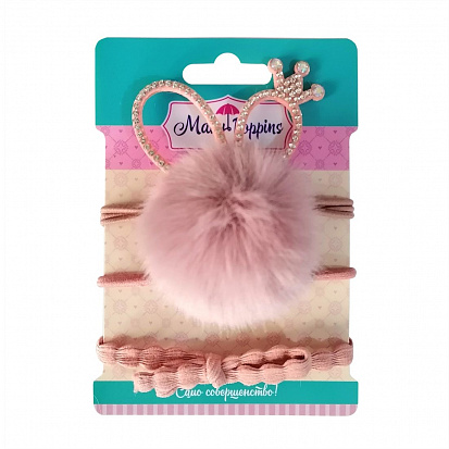 Фото товара 455420 Набор резинок для волос "Зайка" 3 шт., 4*6,5см., роз.