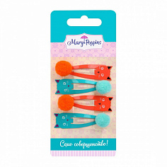 455317 Набор заколок клик-клак "Кошечка" 5*1,6 см, 4 шт