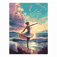 LORI Кпн-308 Картина по номерам на картоне 28,5*38 см "Танец на берегу"