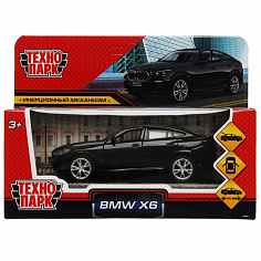 X6-12-BK Машина металл BMW X6 длина 12 см, двери, багаж, инер, черный, кор. Технопарк