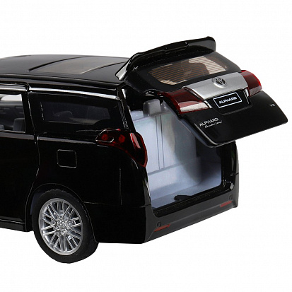 Фото 1251405JB ТМ "Автопанорама" Машинка металл. 1:29 Toyota Alphard, черный, откр. передние двери, свет,