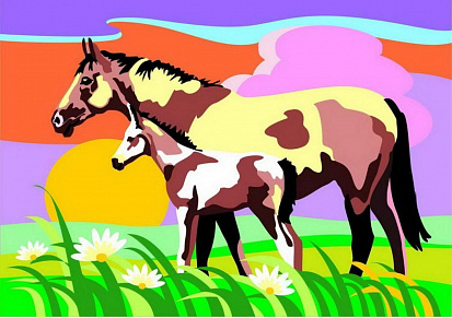Фото LORI Ркн-078 Картина по номерам для малышей "Пара лошадей"