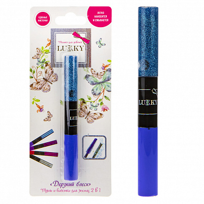 Фото товара Lukky Т18921 "Дерзкий блеск" тушь и блёстки д.ресниц 2-в-1, цвет: синий с синими блестками, 10 мл,бл