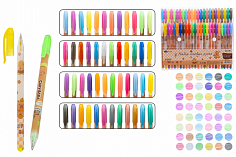 МС-7474-48 Ручки в наборе гель 48цв КАПИБАРА с блестками