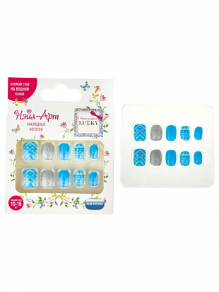 Фото товара Lukky Т20806 Нэйл-Арт наб. #9 Blue Pattern 10 наклад.ногтей на клеевой основе,10-16 лет,кор 