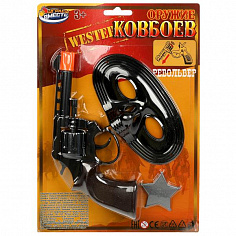 81081-8246W-2-R (288) Револьвер для стрельбы пистонами 8 зарядов,звезда,маска,блис.19,5*28*3см ИГРАЕ