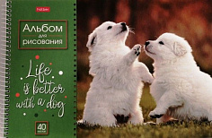 Альбом для рисования ХАТБЕР А4 40 листов "Doggie-Щенки", спираль (40А4Всп) (067478)