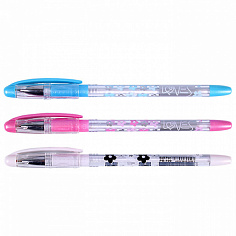 Ручка шариковая PIANO, 0,5мм, прозрачный корпус с рисунком, синяя (50/1200) (PT-173)