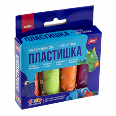 LORI Тдл-047 Пластишка. Тесто для лепки неоновое 4 цв по 30 гр (коробка с вырубным окном)