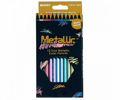 Фото MARCO 5101В-12СВ Карандаши цветные MARCO Metallic 12цв., с металлическим блеском, шестигранные (12/