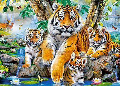Фото Пазлы B6-13517 Тигры у ручья, (120 деталей MIDI) Castor Land