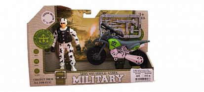 Фото В115852 Игровой военный набор MILITARY (фигурки солдата и собаки, мотоцикл, доп. вооружение)