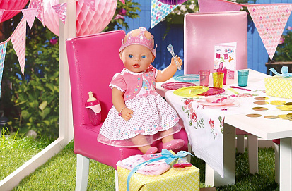 825-129 Игрушка BABY born Кукла Интерактивная Нарядная с тортом, 43 см, кор. фото