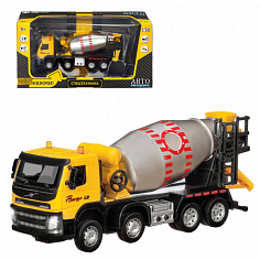 1251189JB ТМ "Автопанорама" Машинка цельнометаллическая (кузов и кабина) Volvo бетономешалка, масшта