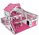 миниатюра ЭД-066 Сборная игрушка Кукольный домик с террасой,цвет Розовый мебель в комплекте
