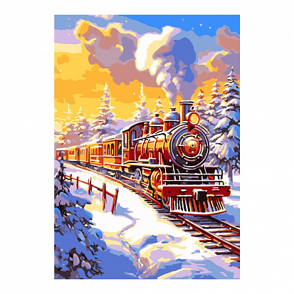 Фото LORI Кпн-332 Картина по номерам на картоне 20*28,5 см "Поезд в пути"