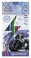 Набор цветных карандашей ACMELIAE "METALLIC ARTMATE" 12 цв. в картоном футляре (43721)