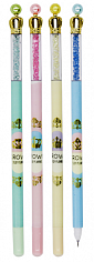 Ручка гелевая пиши-стирай BASIR "CROWN" 0,5 мм. цветной пластик, клип-корона, синяя (280) (12/576)