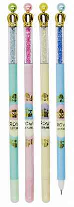 Фото Ручка гелевая пиши-стирай BASIR "CROWN" 0,5 мм. цветной пластик, клип-корона, синяя (280) (12/576)