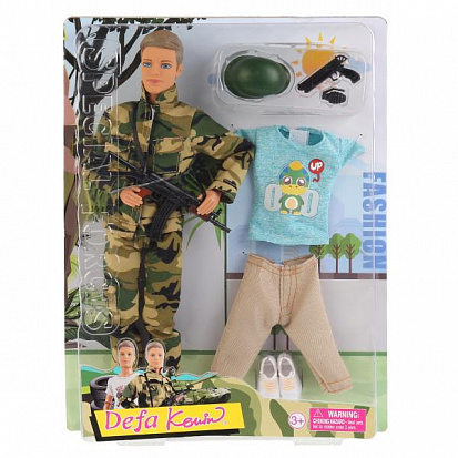 Фото 8412-DEFA Кукла мальчик-военный, гнущийся, с аксесс., со сменной одеждой на блистере