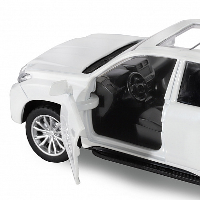 Фото 1251023JB ТМ "Автопанорама" Машинка металл.1:42 Land Cruiser Prado, белый, инерция, откр. двери, в/