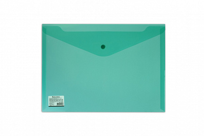 Фото Папка-конверт на кнопке C6 ХАТБЕР, 180 мкм, 224*119мм, пластиковая, зеленая (1/5/125) (AKk6_00004) (