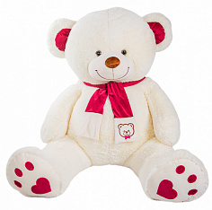 Мягкая игрушка Медведь молочный 2 м с красными ушками