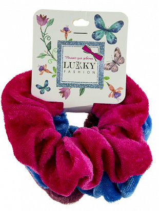 Фото Lukky Т19603 Fashion резинки текстильные, бархат, 3 шт (голубой, лиловый, фуксия) 