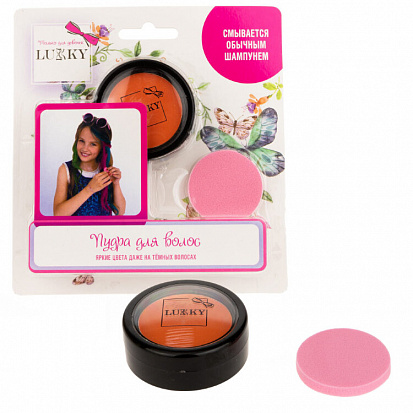 Фото товара Lucky Т11914 пудра для волос, в наборе со спонжем, цвет: красный, на блистере 