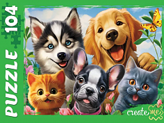 Ф104-6476 ПАЗЛЫ 104 элемента. СЕЛФИ ЧЕТВЕРОНОГИХ ДРУЗЕЙ (Арт. Ф104-6476)