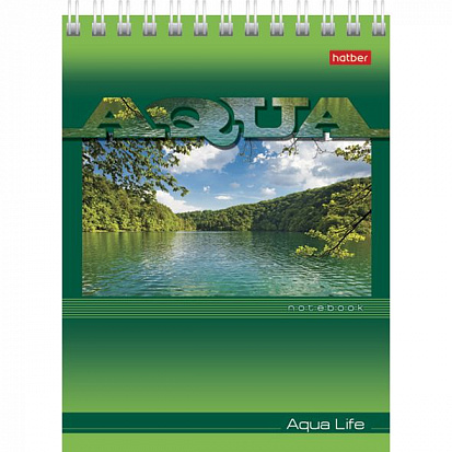 Фото товара 038365 Блокнот ХАТБЕР А6 "AQUA", 40л, клетка, гребень (40Б6B1гр Aqua) (038365)