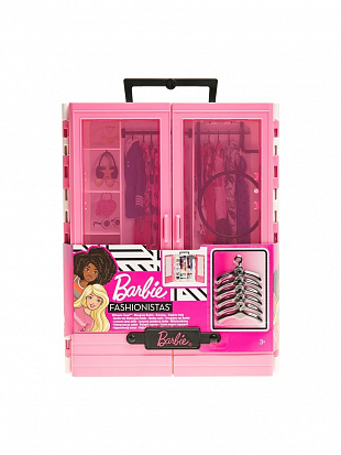 Фото GBK-11 Мебель для куклы Barbie Шкаф модницы Розовый