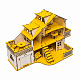 миниатюра ЭД-019 желтый Кукольный домик с гаражом,цвет Солнечный день (мебель в комплекте) Габариты игрушки: 2